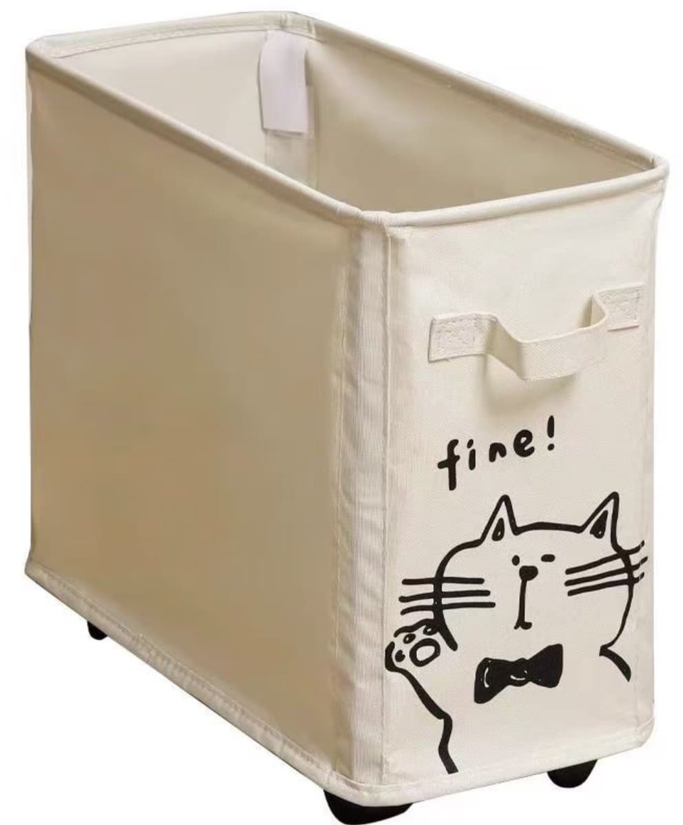 Wasmand - Wasmand met wielen - opvouwbare wasmand - Wasbox - Wasmand badkamer -Opbergmand - Wassorteerder - Kunststof Wasbox - Wasmand voor Badkamer, Slaapkamer, Wasruimte - 35 x 20x 40 cm - Crèmewit — afbeelding 1