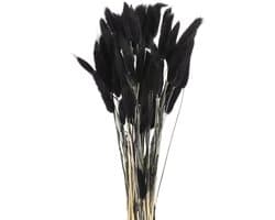 60 stuks konijnenstaarten, natuurlijke gedroogde bloemen, 43,2 cm, mini-hazenstaart, lagurus ovatus, bloemenboeket voor bloemendecoratie, bruiloft, Kerstmis, zwart