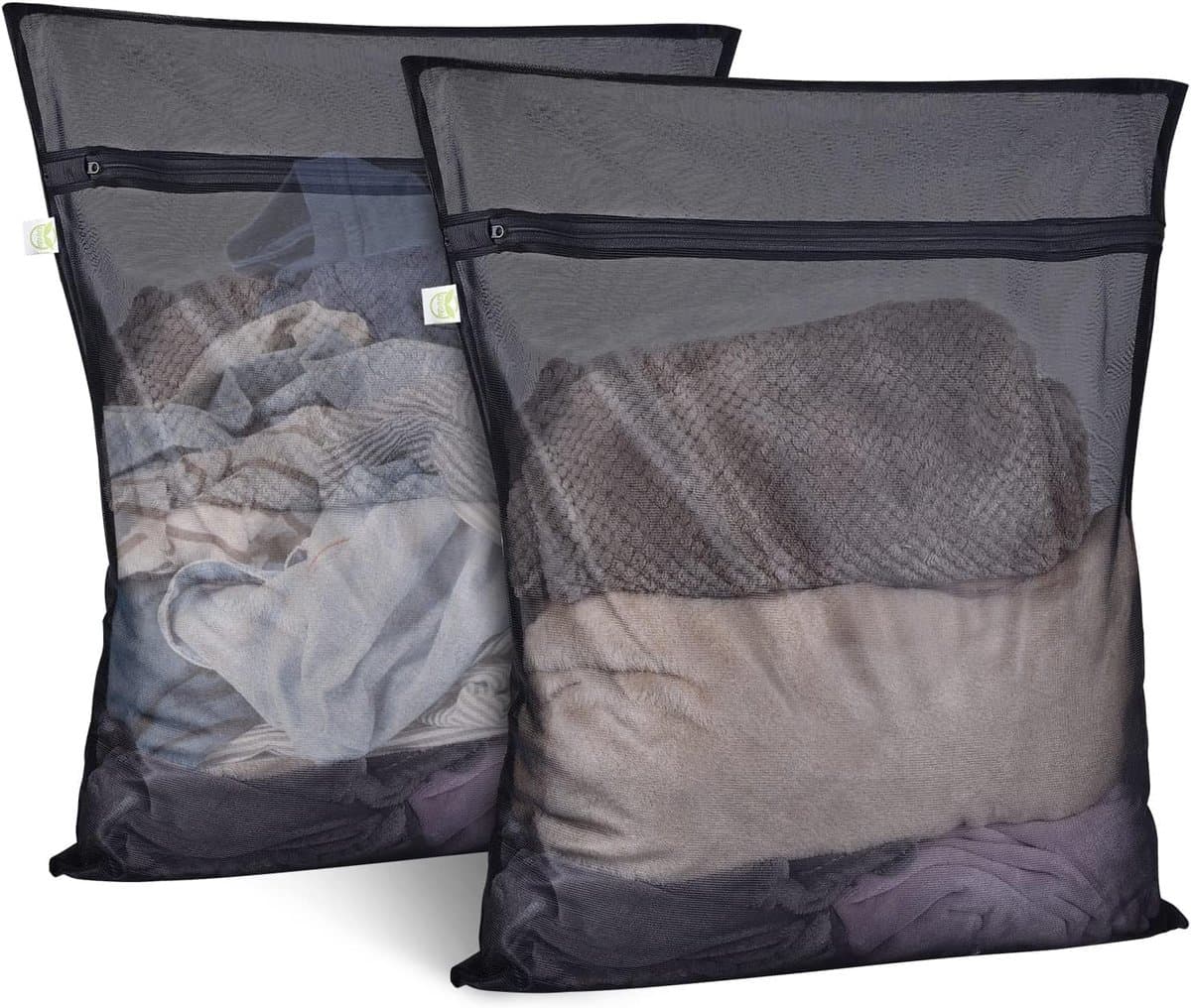 SnelShoppen - Waszakken voor Wasmachine 2-pack (40x50cm, zwart, mesh, voor delicate kleding, ondergoed, T-shirts, sokken) — afbeelding 1