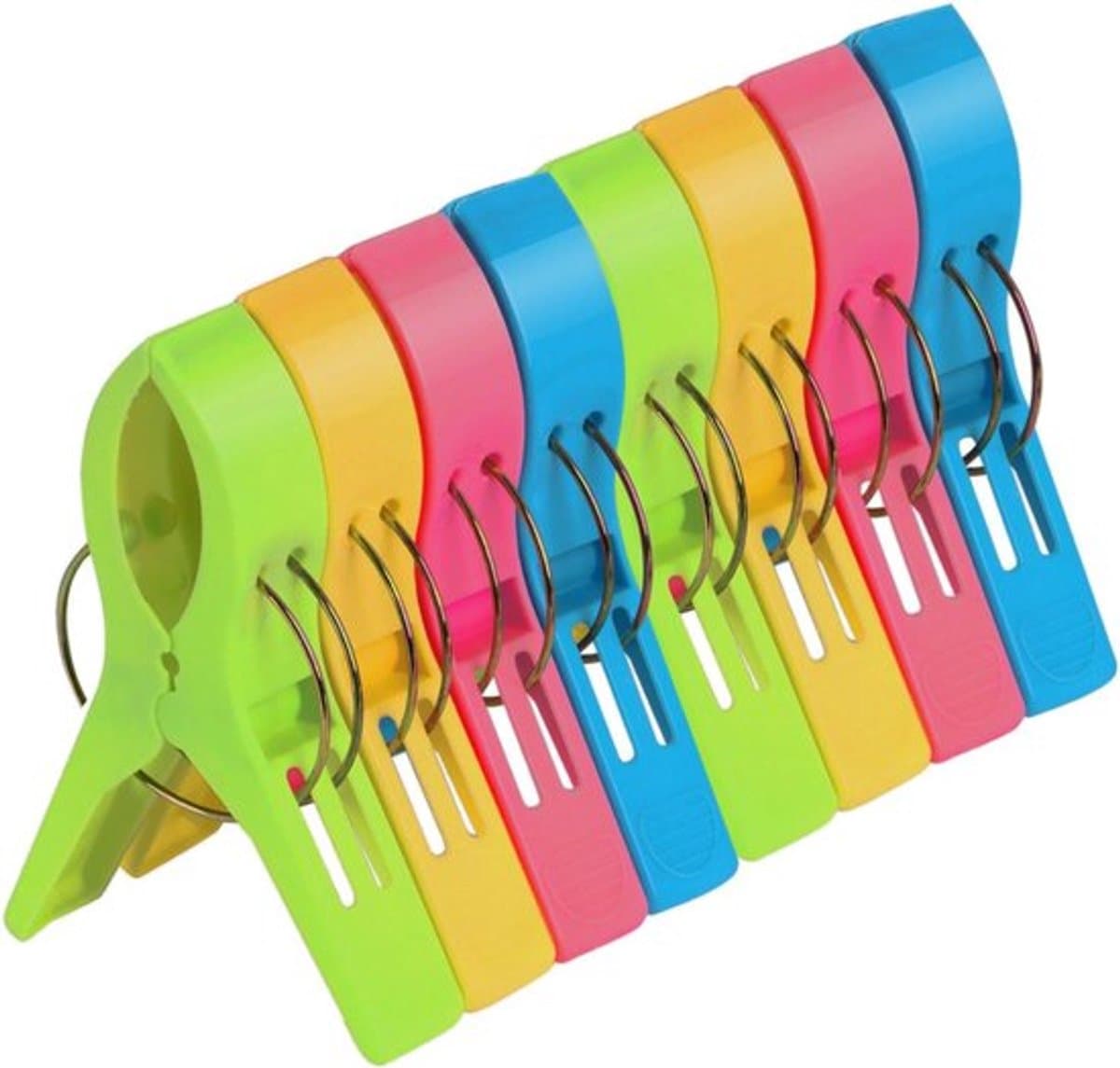 8 x Strandlaken knijpers in diverse kleuren - Ligstoel met metalen veren — afbeelding 1