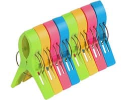 8 x Strandlaken knijpers in diverse kleuren - Ligstoel met metalen veren