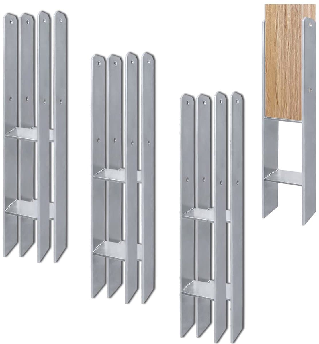 H-paaldrager - Grondanker - Constructie Versterken - Thermisch Verzinkt Staal - 600 mm Lengte - Zilver — afbeelding 1
