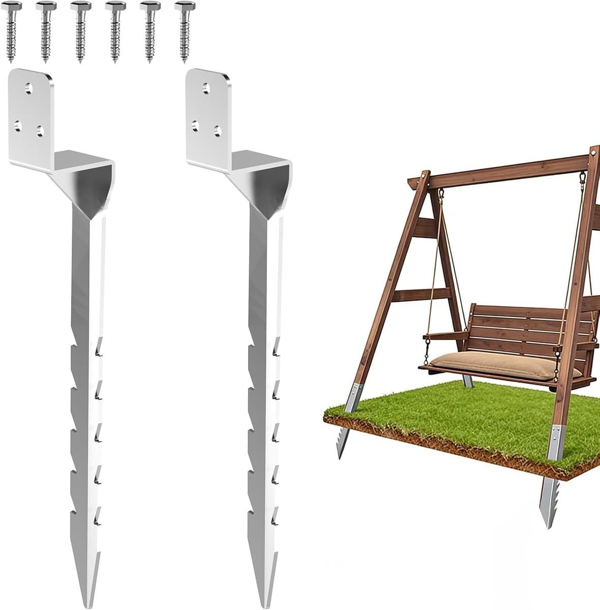 SnelShoppen - Set van 2 Impact Sleeves voor Hamer, Ondersteuningsbuis L-vorm, Gemaakt van Ghot-dip Gegalvaniseerd Staal, Grondanker voor Houten Palen — afbeelding 1