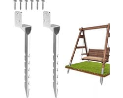 SnelShoppen - Set van 2 Impact Sleeves voor Hamer, Ondersteuningsbuis L-vorm, Gemaakt van Ghot-dip Gegalvaniseerd Staal, Grondanker voor Houten Palen