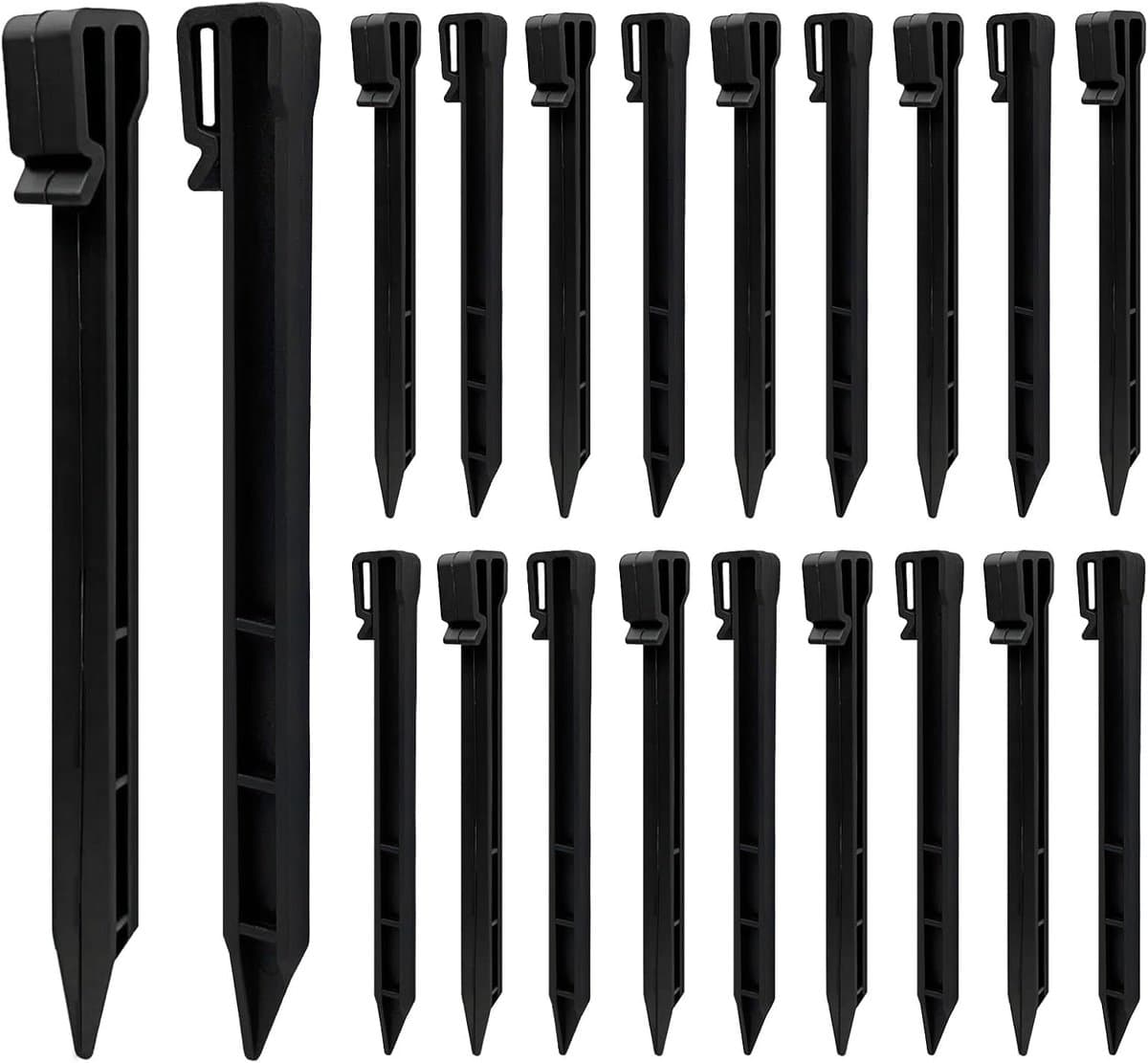 SnelShoppen - Pack van 20 Plastic Grondankers - 25 cm Zwarte Grondsteken voor Tuin, Tentconstructie, Onkruiddoek en Tuinranden — afbeelding 1