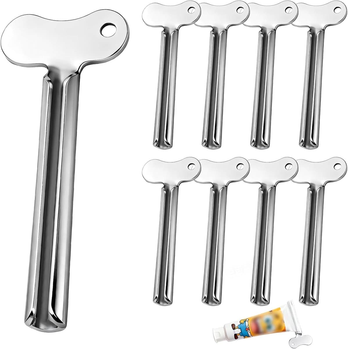 Tandenpasta tube knijpers - roestvrij staal - set van 10 - vermindert verspilling - ShopVlot — afbeelding 1