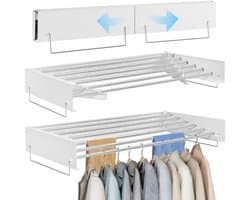 Dailygoods- Wasdroger Wandgemonteerd - Inklapbaar Droogrek - 100 cm Lange Staven - 6 Ophanglijnen - Ruimtebesparend - Robuust Roestvrij Staal