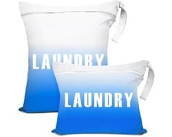 Dailygoods- Waszak waterdicht - Opbergtas set van 2 - Ruime opslag - Handgrepen voor vuile kleding - Duurzaam materiaal - Compact opvouwbaar - Opbergzak
