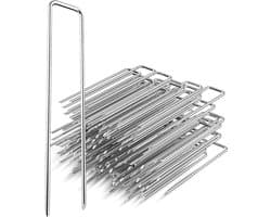 SnelShoppen - Ground Anchors voor Worteldoek, 100 Stuks 15 cm Stalen Anti-Roest Haringen voor Tent, Stabiele Grondankers voor Onkruiddoek, Tuindoek, H