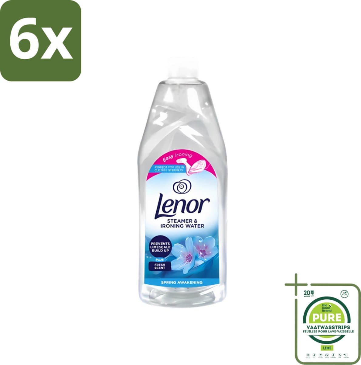 Lenor - Strijkwater - Spring Awakening - Textielverfrisser - 1000 ml - Voordeelverpakking - 6 stuks - Strijkwater - Textielverfrisser — afbeelding 1