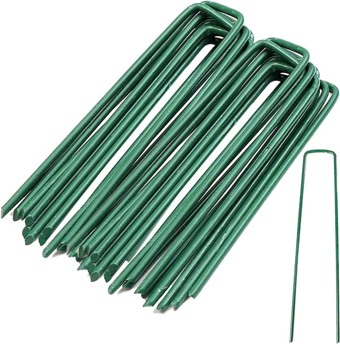 Tuingrondankers - Haringen nietjes - Buiten bevestigen - Roestwerend staal - 15 cm 20 stuks - Groen — afbeelding 1