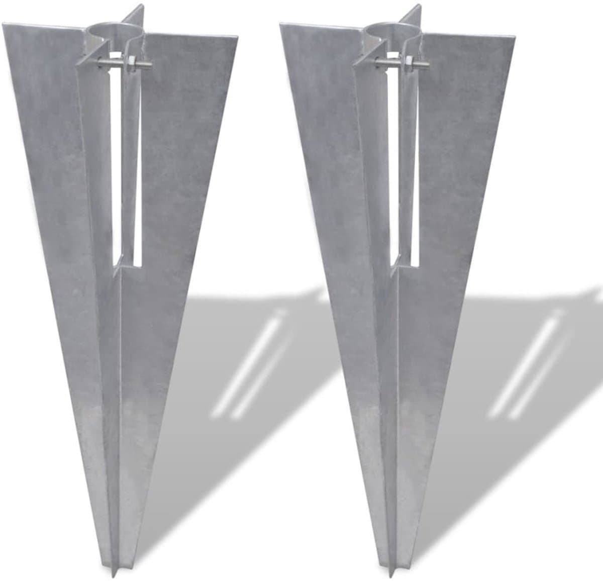 Grondanker voor Ronde Palen - 2 Stuks - Geschikt voor Ø 34 mm - Verzinkt Staal - Hoogte 50 cm - Inslaganker voor Tuinafscheiding & Hekwerk - Roestvrij — afbeelding 1