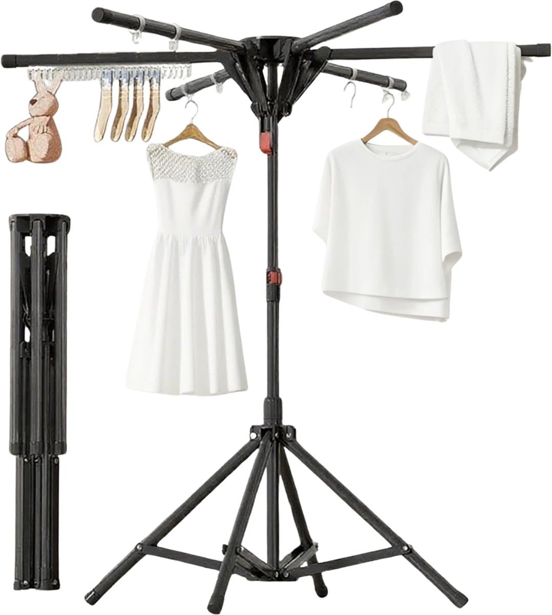 Damenzo - Droogrek - Wasrek - Droogtoren - Droogrek inklapbaar - Kleding - Rek - Draagvermogen tot 40 kg - 127x102×170 cm 6 Stangen - Zwart — afbeelding 1