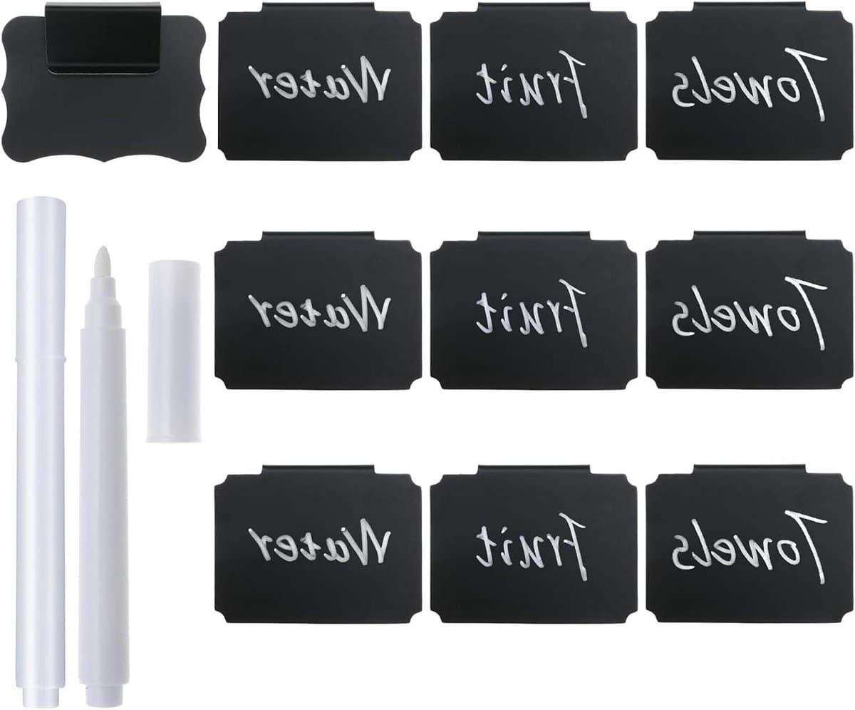 Basket Labels - Bin Clips - Organiseren Opslag - Afneembare Clips - 9 x 6.35 cm - Zwart — afbeelding 1