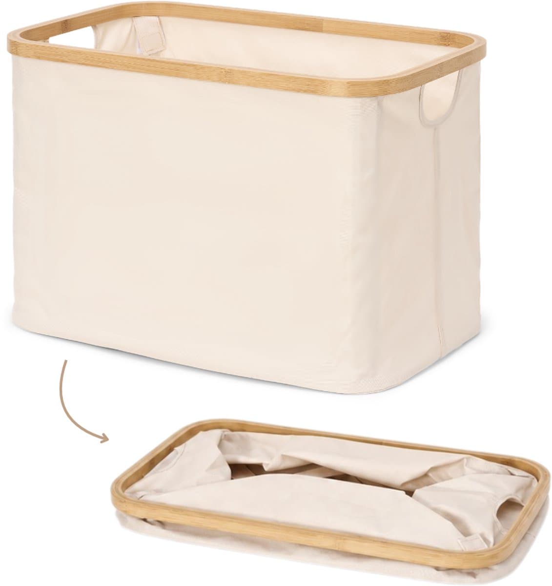 Trendy Meije® Opvouwbare Wasmand - Licht Beige - 40 Liter - Wasbox - Heupwasmand — afbeelding 1