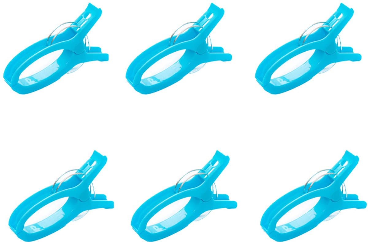 6-stuks Grote wasknijper - Plastic wasknijper - Strandhanddoekklem - Dekenklem - 16x9,5 cm - Multifunctioneel - Winddicht en draagbaar - Geschikt voor het vastzetten van strandhanddoeken, dekens, handdoeken, tapijten, enz. - Blauw — afbeelding 1