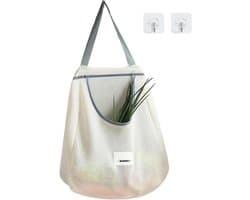 Mesh producttassen - Herbruikbare netzakken - Groente bewaren - Ademend en duurzaam - 44x7x2 cm - Grijs
