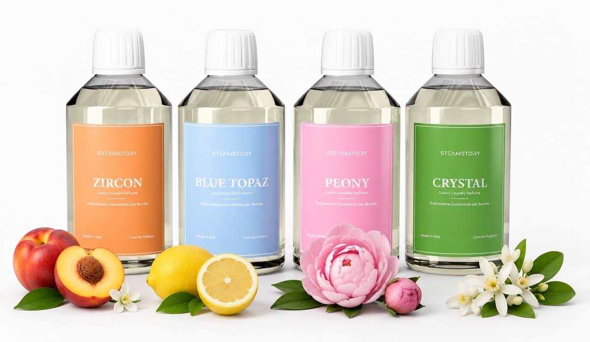 STEAMSTORY - Wasparfum - Bundel - 4x250ml – Luxe Geurboost voor je Was – Langdurige Frisheid - Zircon, Blue Topaz, Peony, Crystal — afbeelding 1