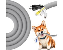 Kabelbeschermhoes 3m 12.7mm Grijs, Bescherming tegen Kauwen door Huisdieren, Uitbreidbare Gevlochten Kabelbeheer met 8 Kabelbinders voor Organisatie en Veiligheid