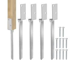 Set van 4 Grondankers voor Swing en Tuin, 50 cm, Gegalvaniseerd Staal, Stabiliteit voor Speeltuin en Rozenboog