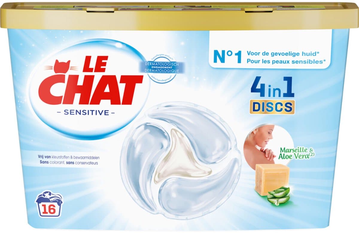 Le Chat Wascapsules Sensitive 16 wasbeurten - 8 x 16 stuks - Voordeelverpakking — afbeelding 1