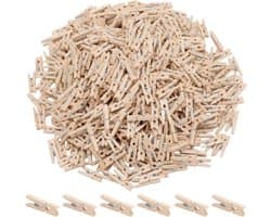600 stuks mini houten wasknijpers voor ambachtelijke DIY projecten en woondecoratie, 1 x 0,3 cm kleine haringen