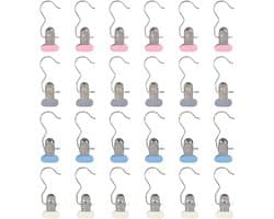RVS Kledingknijpers Set van 24 - Antislip Kledinghanger Clips voor Handdoeken, Sokken en Broeken met 360° Rotatie Functie
