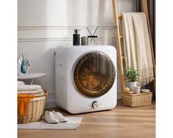 Re-purelife® mini wasdroger 3 kg met 8 programma's - compacte luchtafvoerdroger van staal en ABS - wandmontage mogelijk met dubbel filter en NTC-sensor - modern design - wit - 53,5 × 42 × 65 cm — afbeelding 1