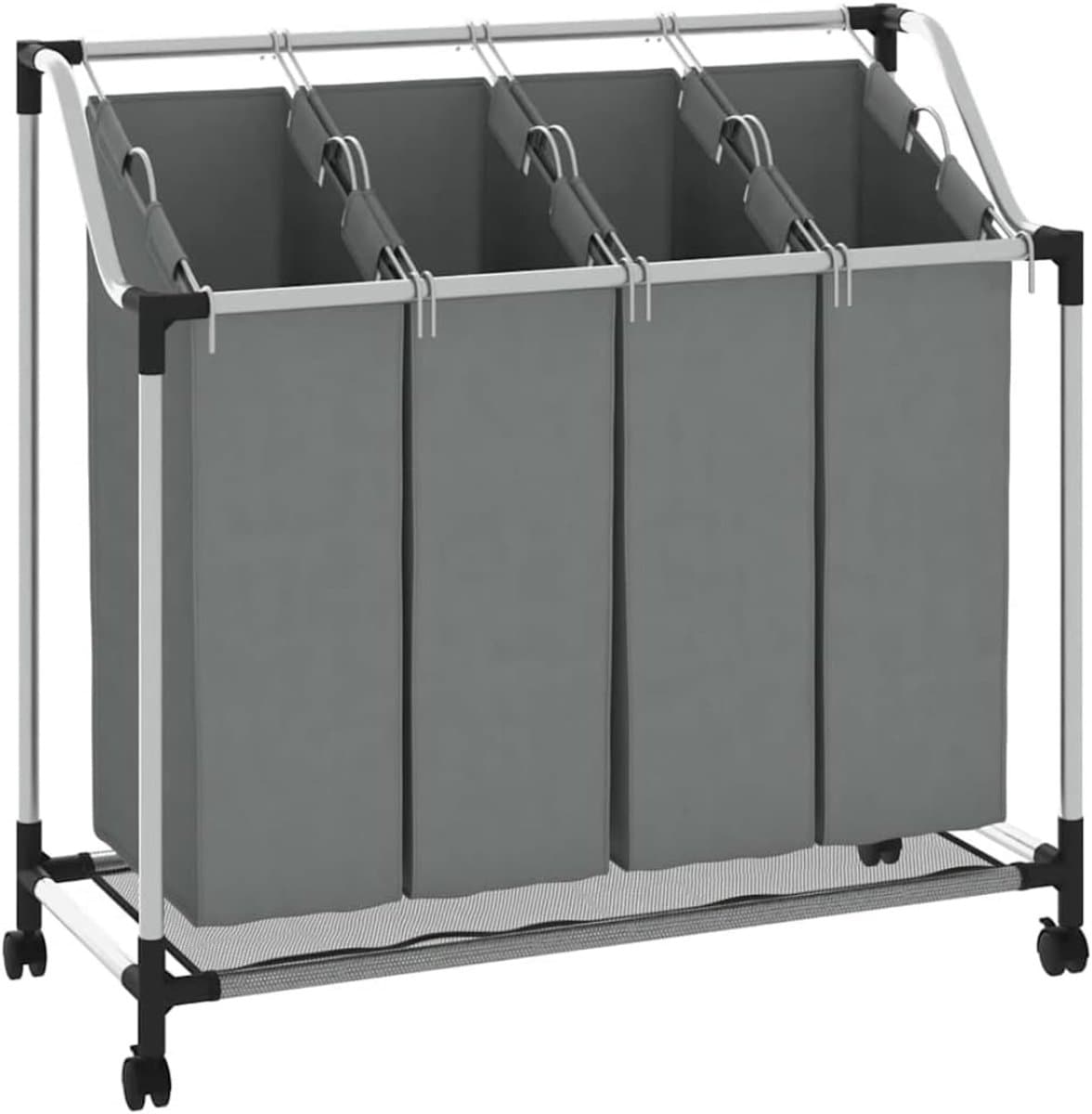 TIM® Wasmand 4 Vakken - Wasmand - Wassorteerder - 20KG - Grijs - 96cm x 40cm x 92cm — afbeelding 1