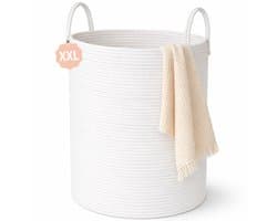 Woning Decor® Wasmand 100L XXL – Katoenen Wasmand – Opbergmand – Wassorteerder – Wit