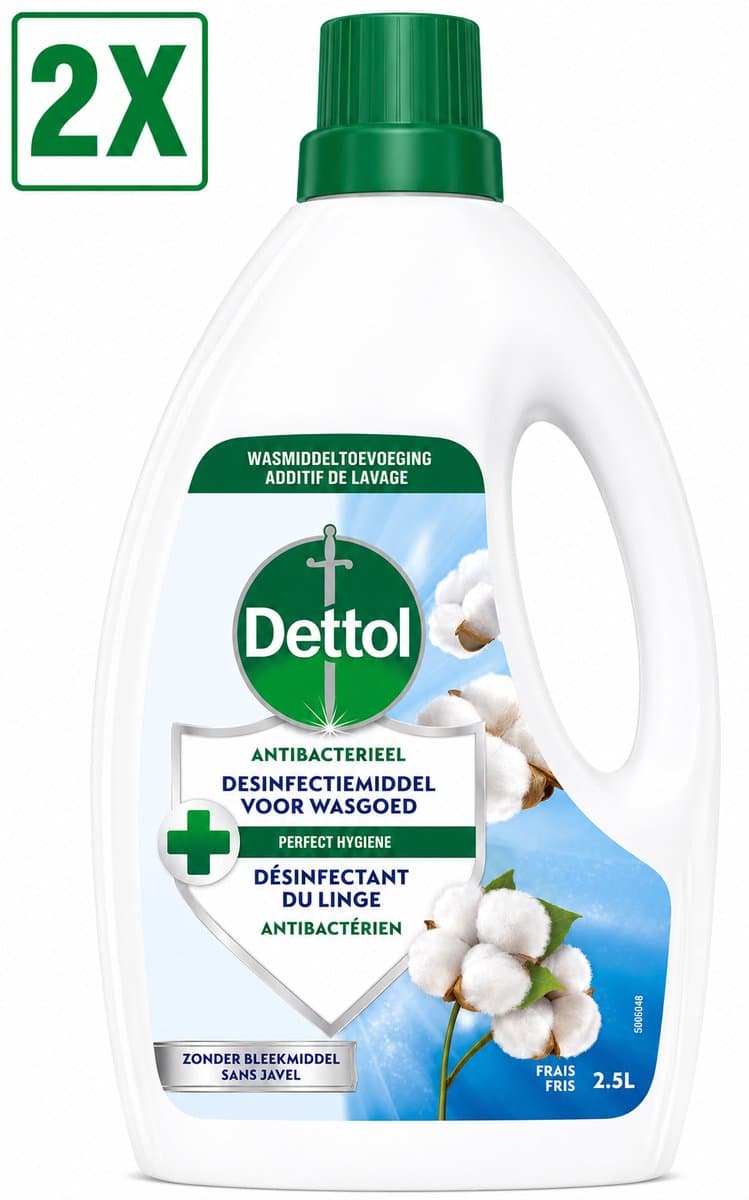 2 x Dettol Antibacterieel Desinfectiemiddel voor wasgoed - Fris - Wastoevoeging - 2,5L — afbeelding 1
