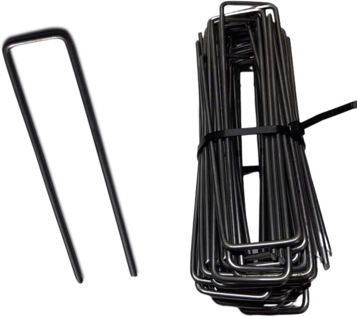 100x Stalen Grondankers van niet Verzinkt Staaldraad - 150 mm lang, 30 mm breed, Ø 4 mm - Grondankers Voor Onkruidmat, Tuinmat, Schutting & Camping - Stalen Grondnagels — afbeelding 1
