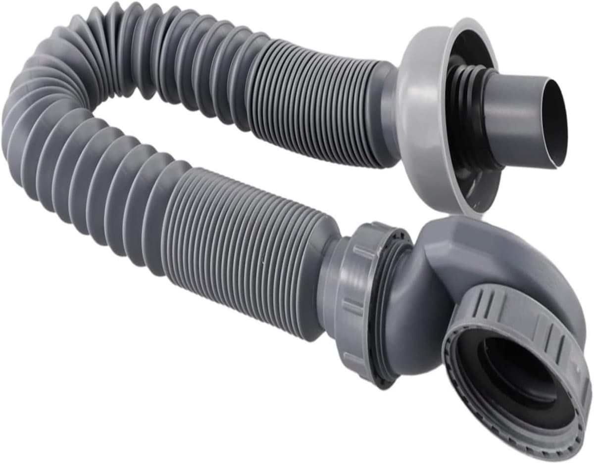 Afvoer Badkuip Douche - Afvoerpijp Flexibel - Ruimtebesparend Ontwerp - Waterslot Vorming - 90 cm Lengte - Grijs — afbeelding 1