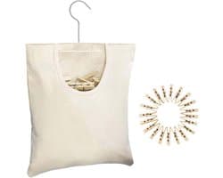 Wasknijperhouder Tas - Wasknijper Opberger - Was ophangen - 360 graden draaibare haak - 32 x 20 cm - Beige