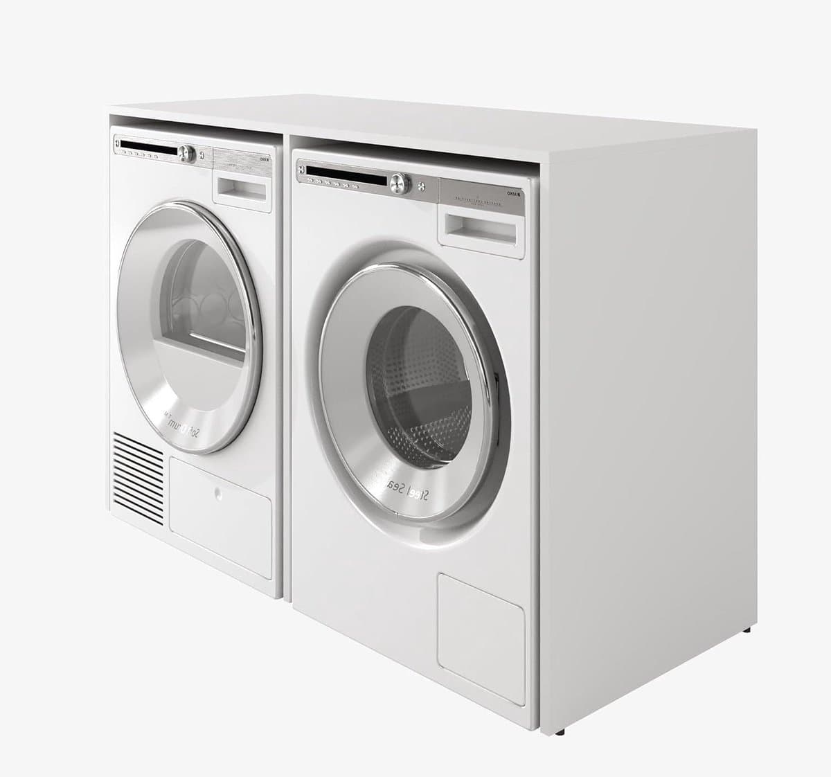 PLATAN ROOM Washing Machine Cabinet, 130 cm Wide, Upper Building Cabinet, Washing Machine or Tumble Dryer, Cabinet for Bathroom (65 cm Deep, Matt White) — afbeelding 1