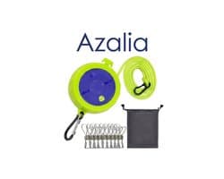 Azalia Verstelbare reiswaslijn snoer, 32FT draagbare camping waslijn, winddicht drogen lijn touw voor buiten/binnen/thuis/wasserij/hotel, met 10 stuks winddichte wasknijpers