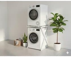 SERALUXE - Wasmachine Kast - Wasmachine Verhoger- Metaal - Wit - Universeel Wasmachine en Droger Kast - Wasmachine Ombouw - Wasmachinerek - Wasmachine Sokkel- Robuust - Stabiel - Stevig - Anti Vibratie