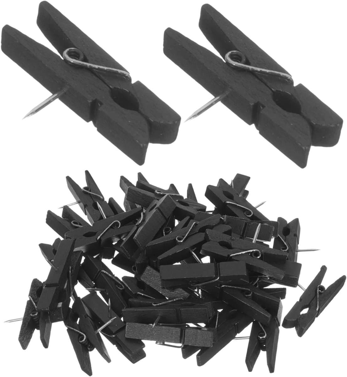 Decoratieve Punaises - Met Clips - Foto's Ophangen - Rustieke Stijl - 50 Stuks - Zwart — afbeelding 1