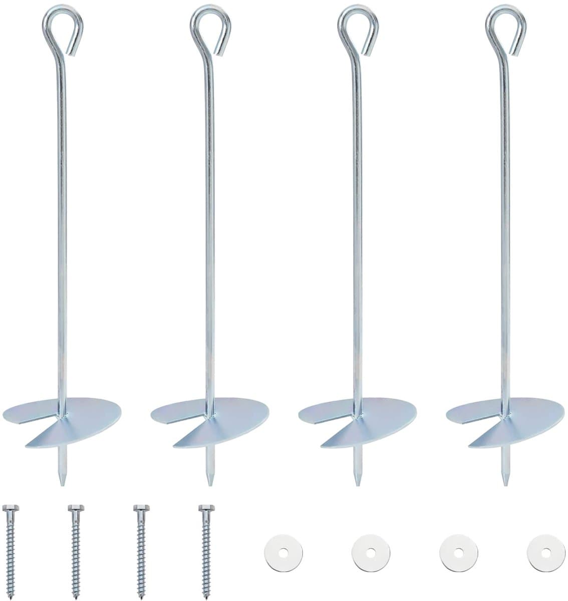 vidaXL - Aardanker - 4 - pcs - Zilverkleurig - Ø10 - x - 40 - cm - Gegalvaniseerd - Metaal — afbeelding 1