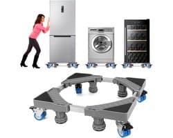 Wasmachine Verhoger op Wielen – Verstelbaar Onderstel – Anti-Trilling – 300 kg – 41,5-65 cm