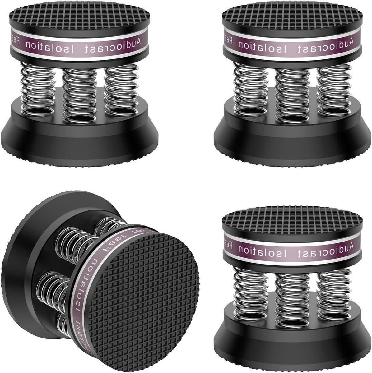 Luidspreker Isolatie Voeten - Schokdempers Veer - Trillingen Dempen - CNC Gefreesd Aluminium - 38.5 x 43 mm - Zwart — afbeelding 1