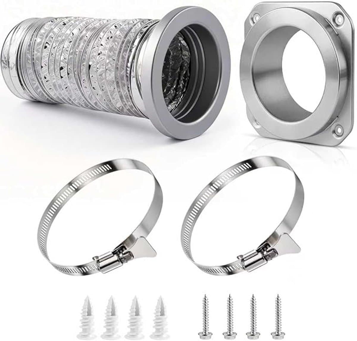 110mm Luchtafvoerslang - 0.8m - Magnetische Bevestiging - Inclusief 2 Slangklemmen - Flexibele Ventilatieslang Buis - Flexibel Afzuigkap Wasdroger Lucht Afvoer Slang - Magnetische Afvoerslang Voor Wasdrogers — afbeelding 1