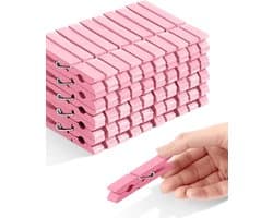 Wasknijpers - Kledingknijpers Clips - Feestdecoratie Ambachten - Sterke Grip Berkenhout - 50 stuks - Baby Roze