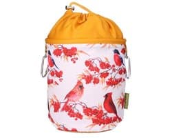 Wasknijperzak - Opbergtas - Huishouden Organiseren - Met Karabijnhaak - Ø18 x 31 cm - Rood Vogelmotief