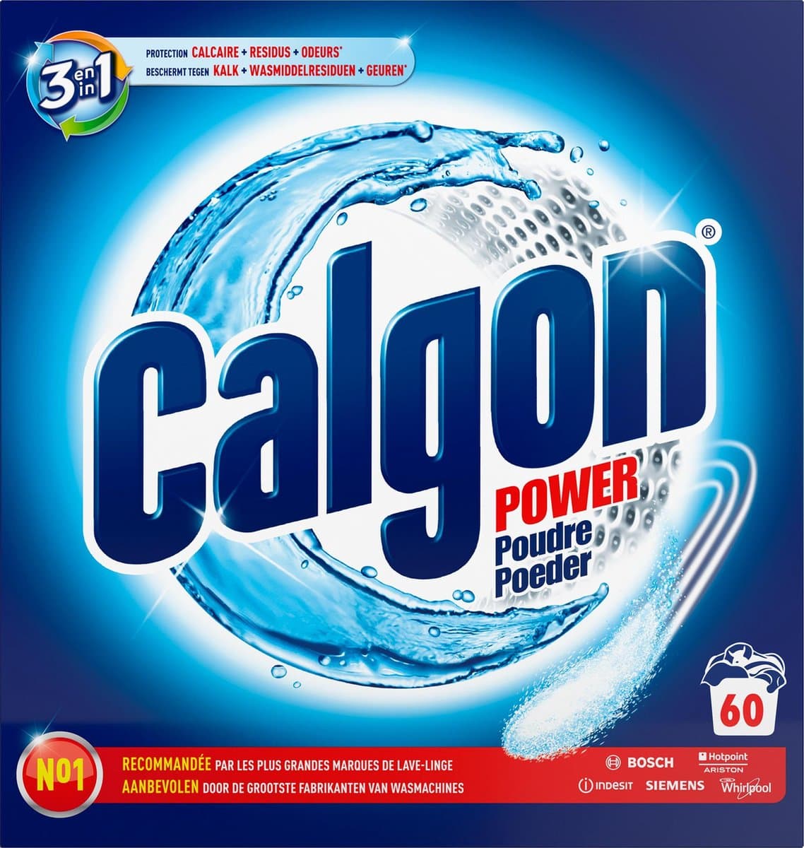 Calgon 3 in 1 Power Poeder Wasmachine Reiniger en Anti kalk - 60 Doseringen — afbeelding 1