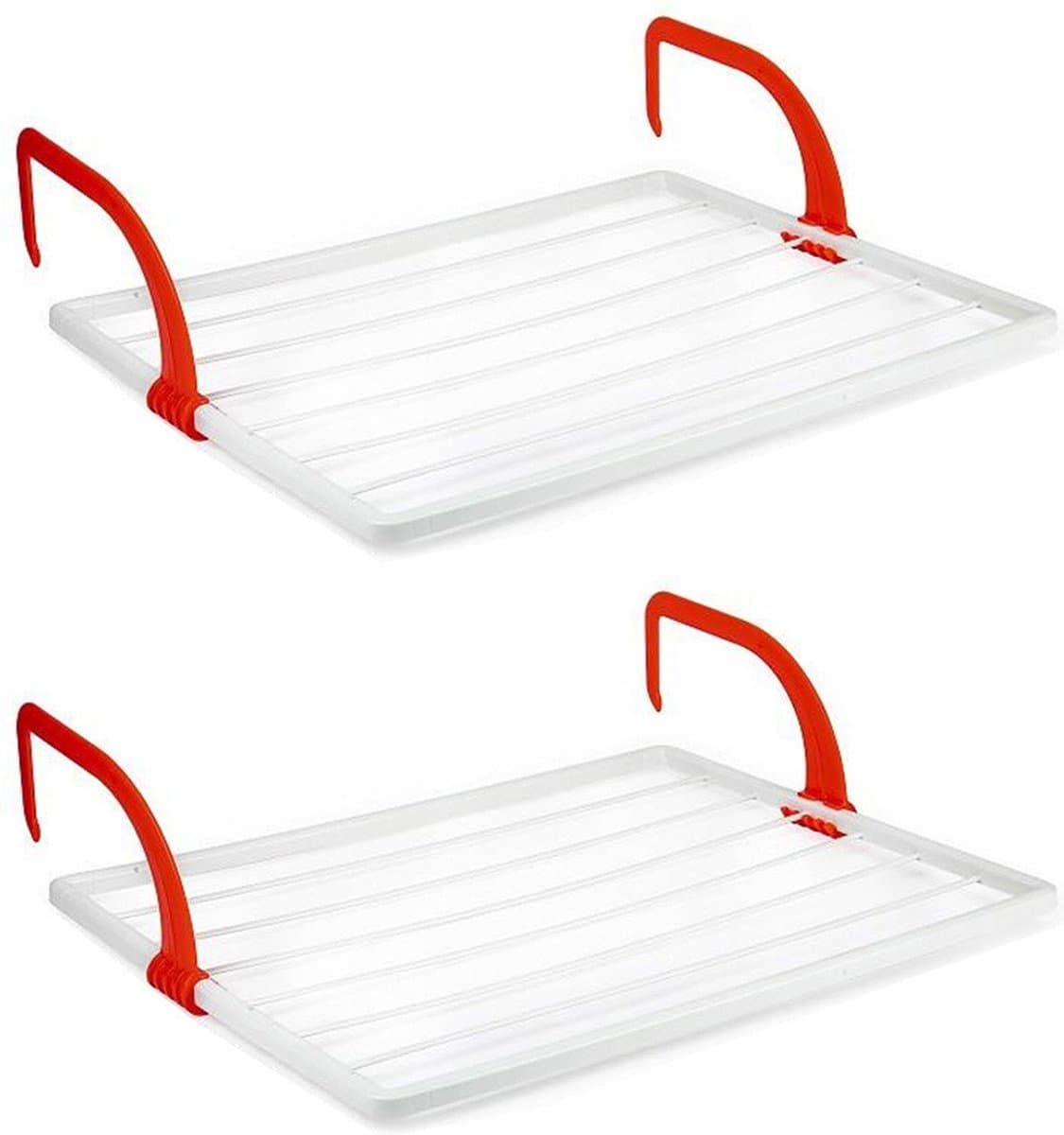 Plasticforte Inklapbaar klein wasrekje/droogrek - 2x - 4 meter waslijn - Ophangbaar - 50 x 62 cm — afbeelding 1