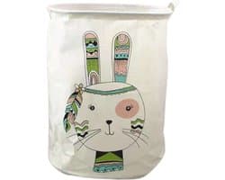 Speelgoedmand - Wasmand - Opberger - 35 x 45 cm - Wit met konijn