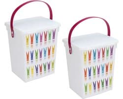 2x Wasknijper bewaarboxen roze hengsel 5 liter 23 x 18 cm - Huishoud producten - opbergers - Wasknijperboxen - Wasknijperdozen — afbeelding 1