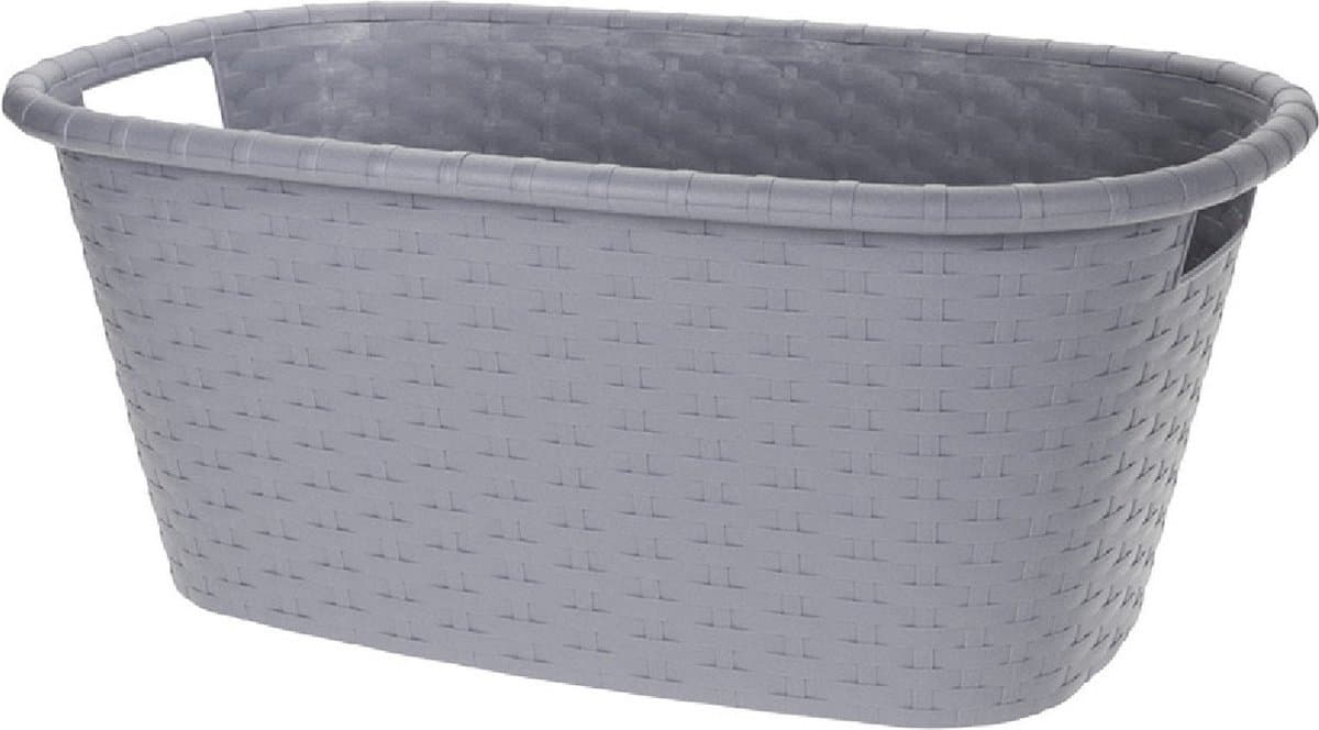 Grijze wasmand 35 liter 60 x 40 x 25 cm - Kunststof/plastic draagmand - De was doen huishoudartikelen - Wasmanden/wasgoedmanden — afbeelding 1