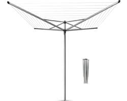 Brabantia Topspinner Droogmolen - 40 m - met Metalen Grondanker - Metallic Grey